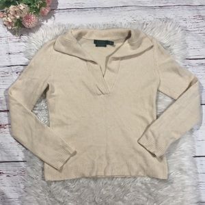 Ralph Lauren Cream Cashmere Collared Sweater